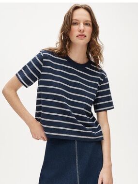 J.Crew Boyfriend Jersey Relaxed Cropped Tee in Stripe